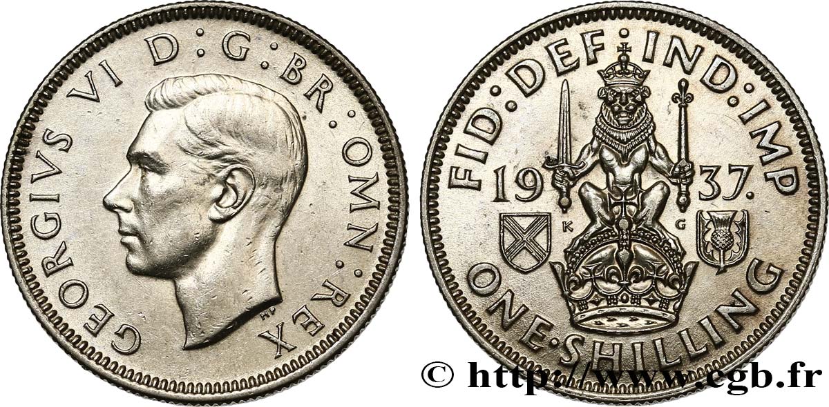 VEREINIGTEN KÖNIGREICH 1 Shilling Georges VI “Scotland reverse” 1937  VZ 
