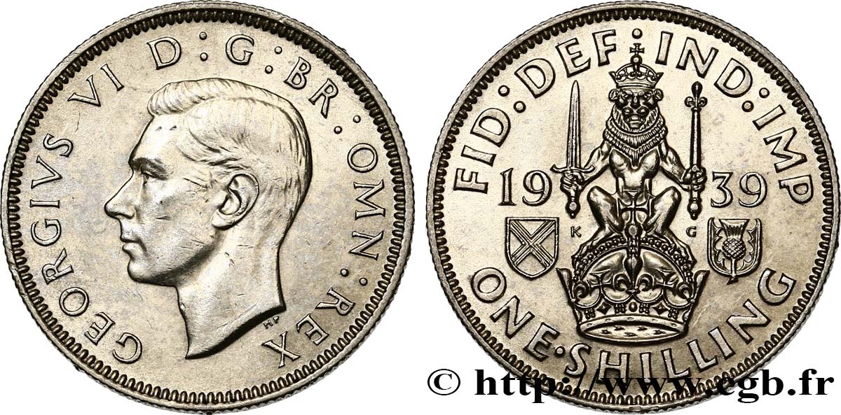UNITED KINGDOM 1 Shilling Georges VI “Scotland reverse” 1939  AU 