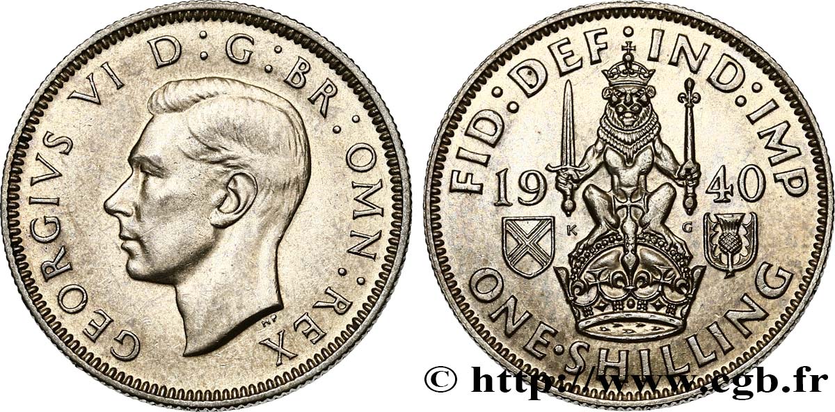 ROYAUME-UNI 1 Shilling Georges VI “Scotland reverse” 1940  SUP 