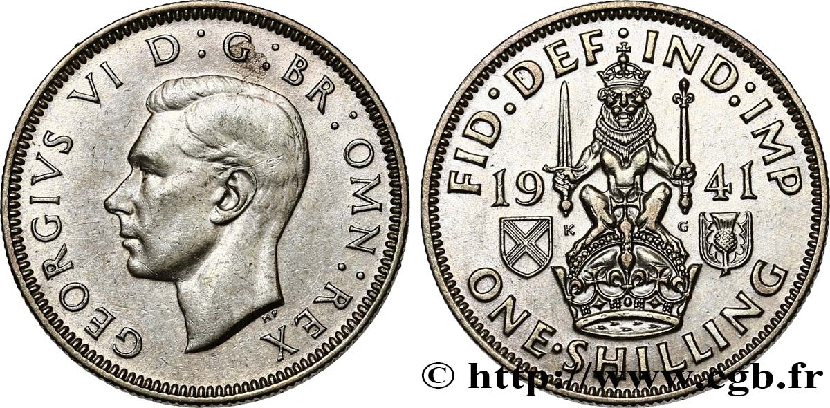 ROYAUME-UNI 1 Shilling Georges VI “Scotland reverse” 1941  TTB+/SUP 