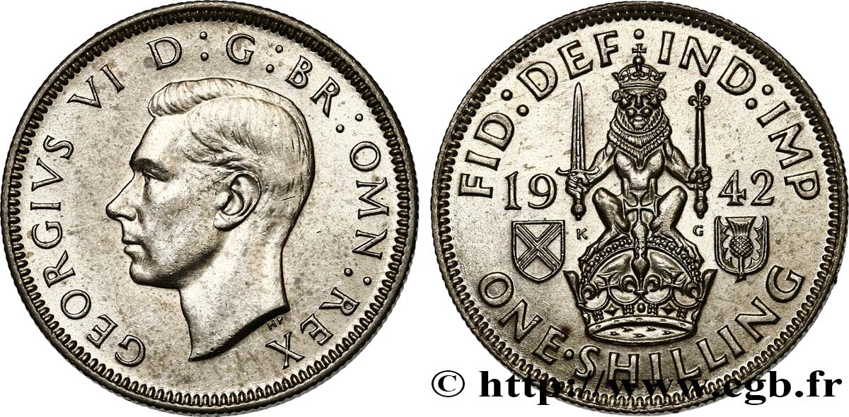 VEREINIGTEN KÖNIGREICH 1 Shilling Georges VI “Scotland reverse” 1942  fST 