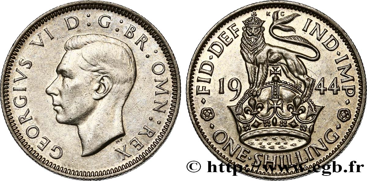 ROYAUME-UNI 1 Shilling Georges VI “England reverse” 1944  TTB+/SUP 