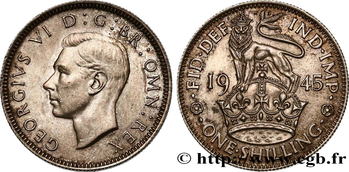ROYAUME-UNI 1 Shilling Georges VI “England reverse” 1945  SUP 
