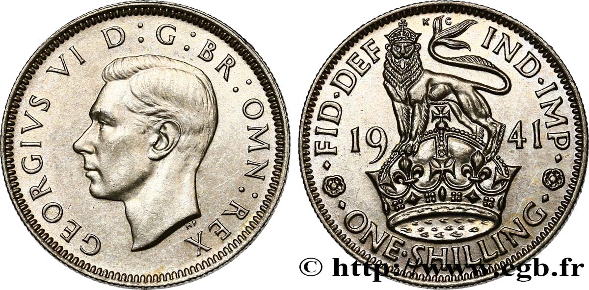 ROYAUME-UNI 1 Shilling Georges VI “England reverse” 1941  SUP/SPL 