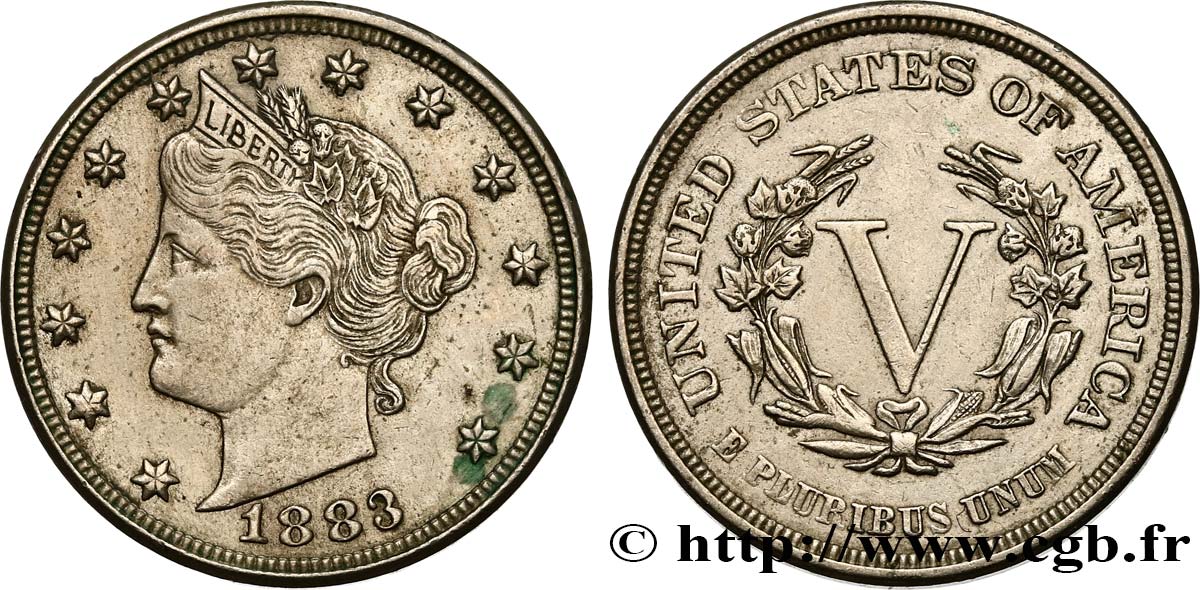 VEREINIGTE STAATEN VON AMERIKA 5 Cents “Liberté” 1883 Philadelphie fVZ 
