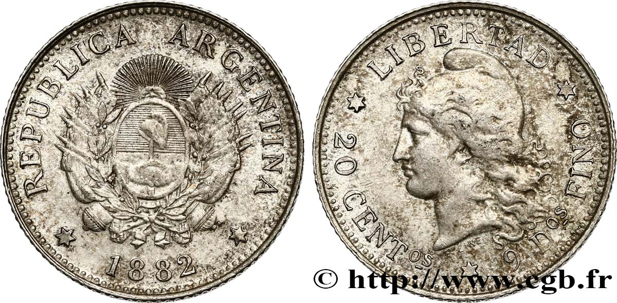 ARGENTINA 20 Centavos 1882  q.SPL 