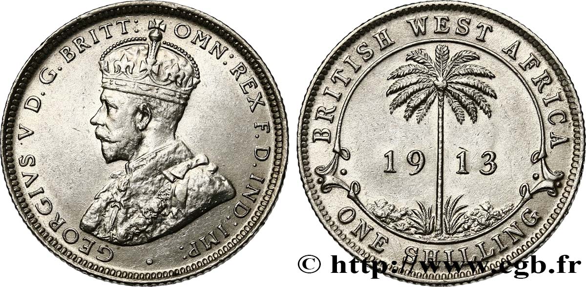AFRIQUE OCCIDENTALE BRITANNIQUE 1 Shilling Georges V 1913  TTB+ 