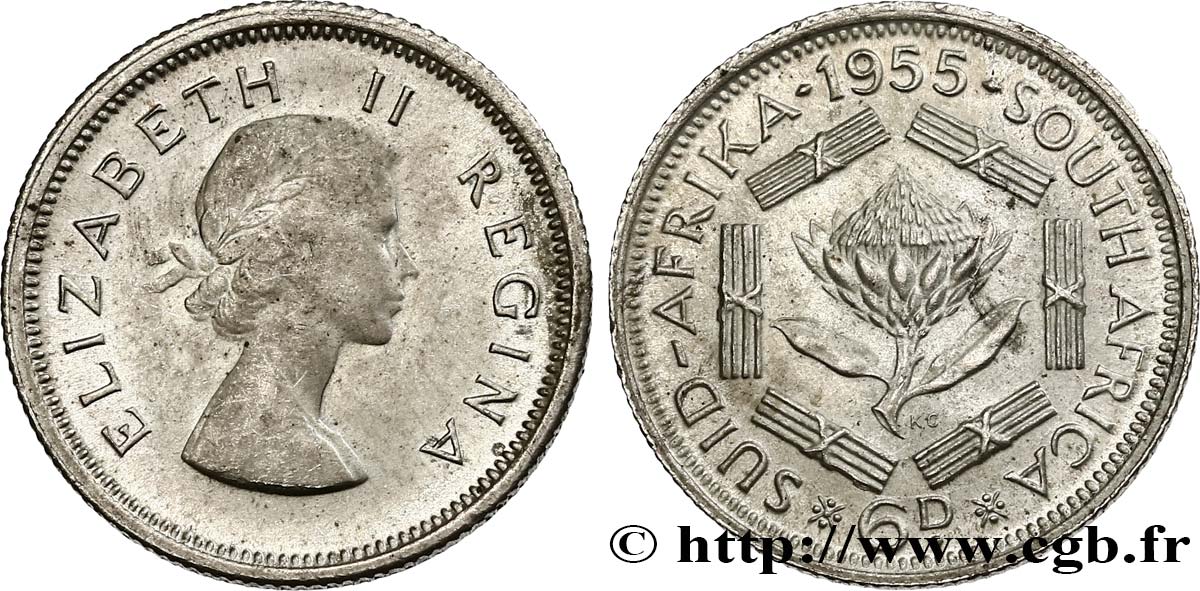 SOUTH AFRICA 3 Pence Elisabeth II 1955 Pretoria MS 