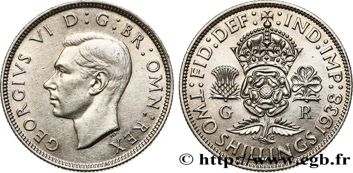 ROYAUME-UNI 1 Florin (2 Shillings) Georges VI 1938 Londres SUP 
