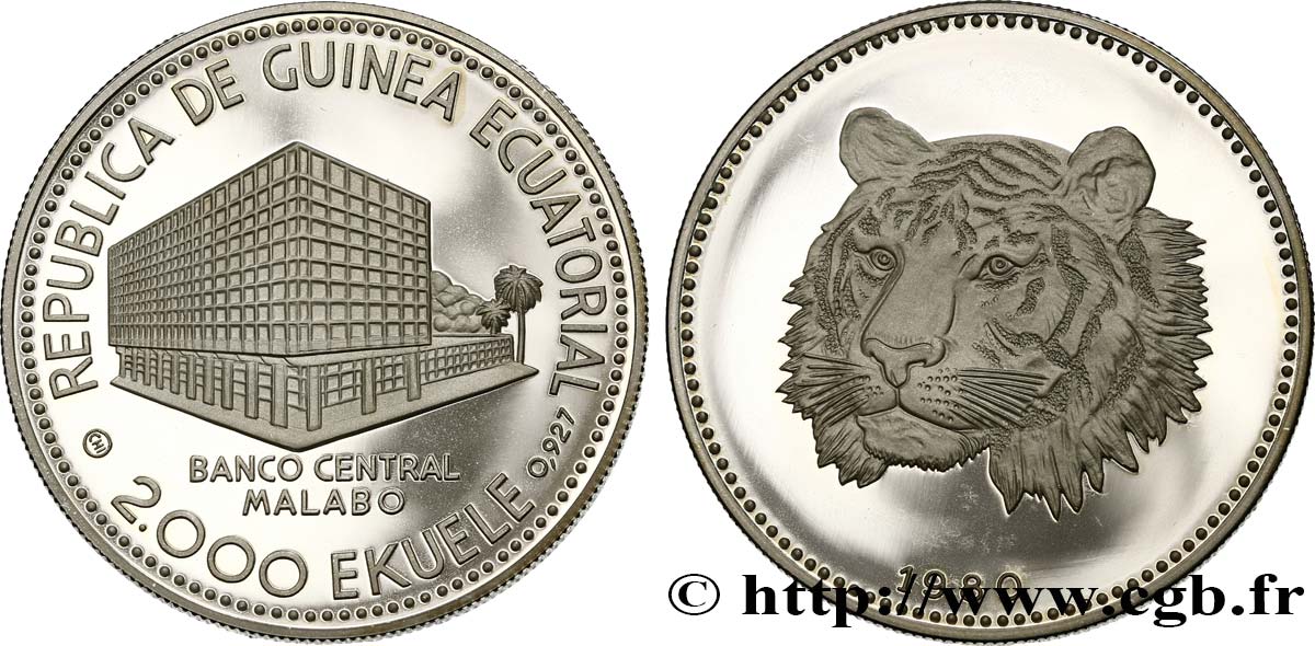 GUINÉE ÉQUATORIALE 2000 Ekuele Proof Tigre 1983  SPL 