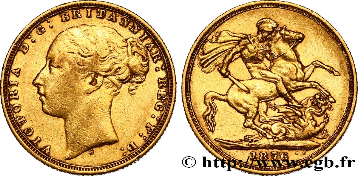 INVESTMENT GOLD 1 Souverain Australie Victoria 1876
 Sydney BC+ 