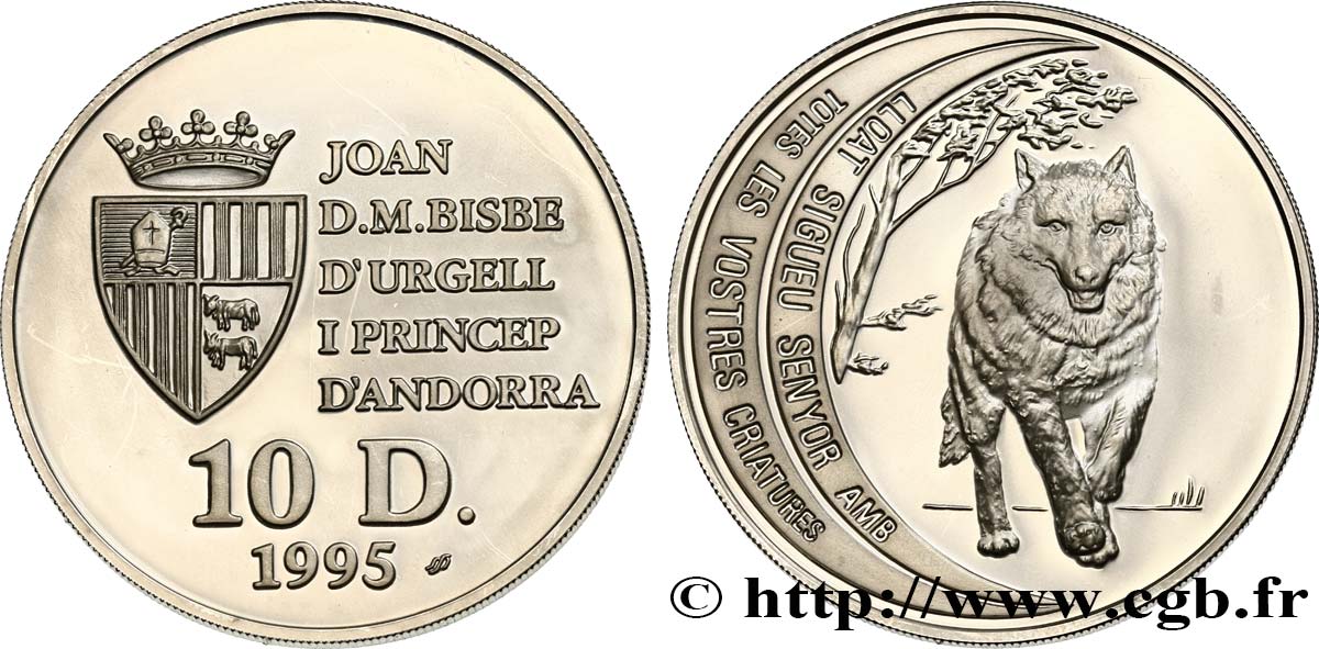 ANDORRA 10 Diners Proof Loup 1995  MS 