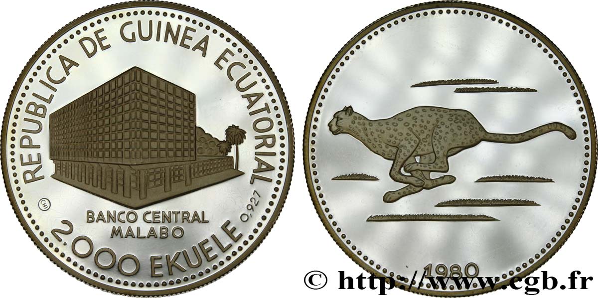 GUINÉE ÉQUATORIALE 2000 Ekuele Proof Léopard 1983  SPL 