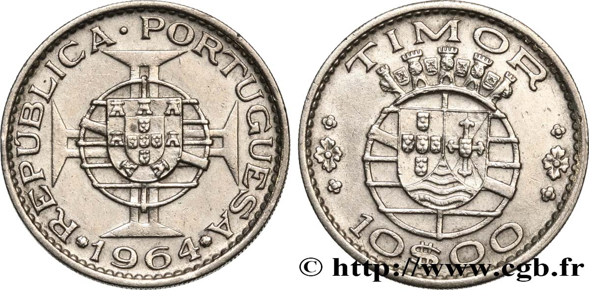 TIMOR 10 Escudos Colonie Portugaise 1964  TTB 