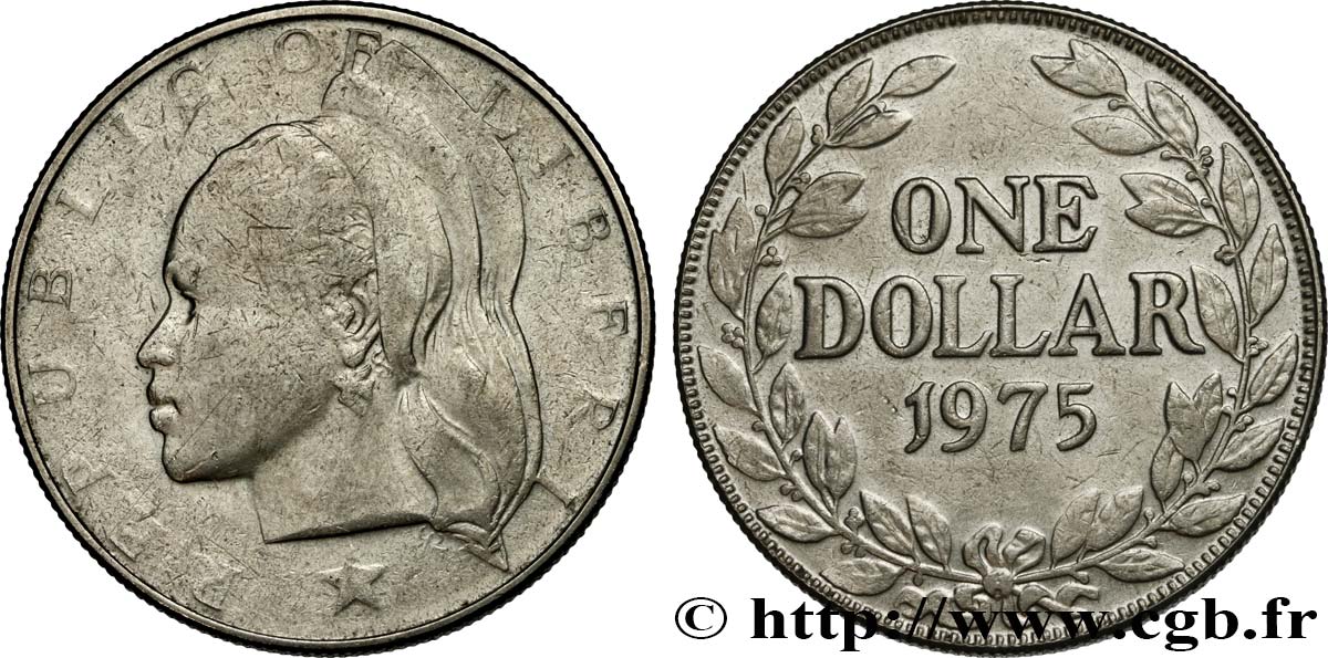 LIBERIA 1 Dollar femme avec coiffe 1975  SS 