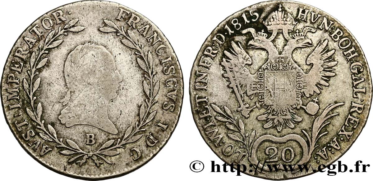 AUSTRIA 20 Kreuzer François Ier 1815 Vienne VF 