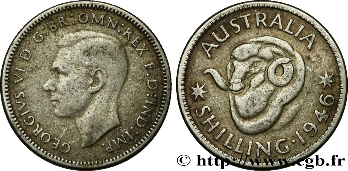 AUSTRALIA 1 Shilling Georges VI 1946 Melbourne BC 
