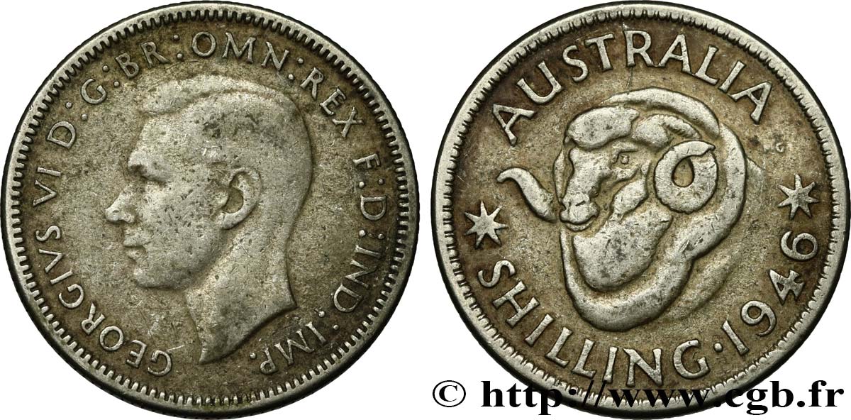 AUSTRALIE 1 Shilling Georges VI 1946 Melbourne TB 