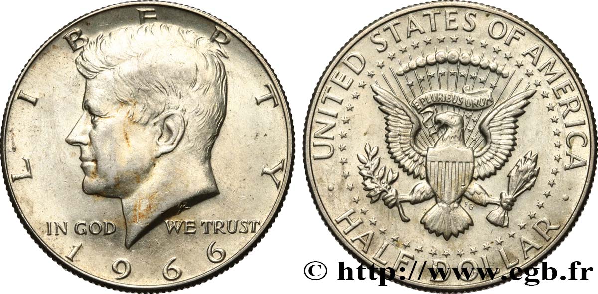 ESTADOS UNIDOS DE AMÉRICA 1/2 Dollar Kennedy 1966 Philadelphie EBC 