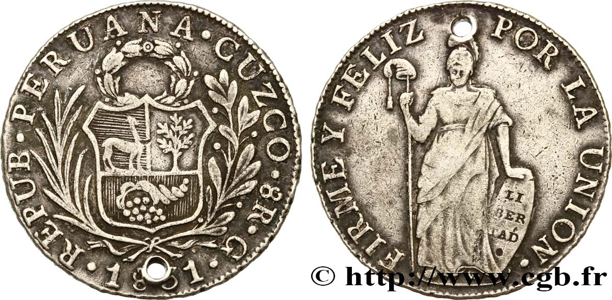 PERú 8 Reales 1831 Cuzco BC 