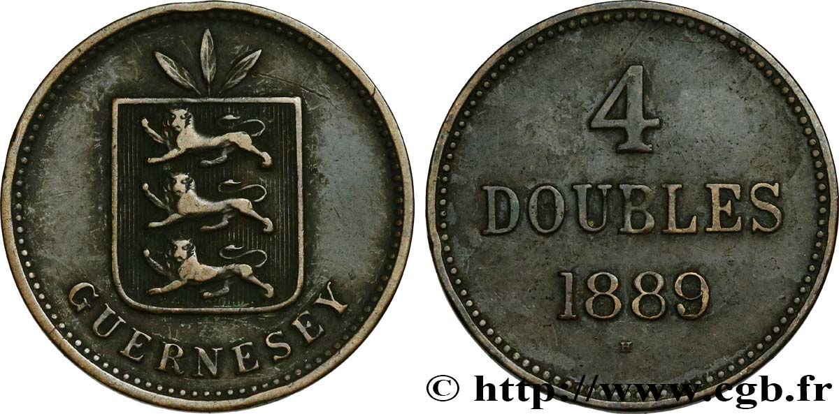 GUERNESEY 4 Doubles 1889 Heaton TTB 