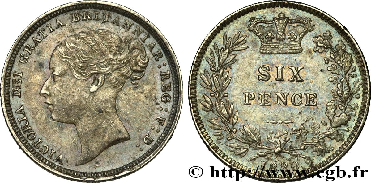 UNITED KINGDOM 6 Pence Victoria 1880  AU 