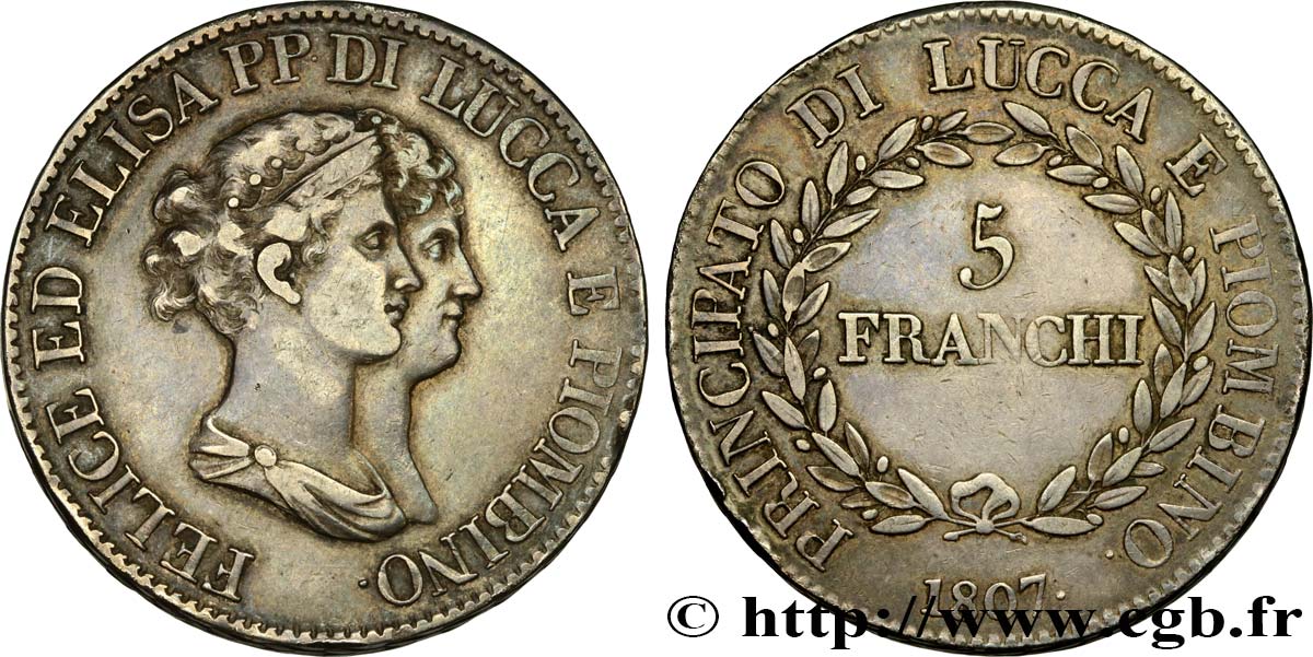 ITALIEN - LUCQUES UND PIOMBINO 5 Franchi 1807 Florence SS 
