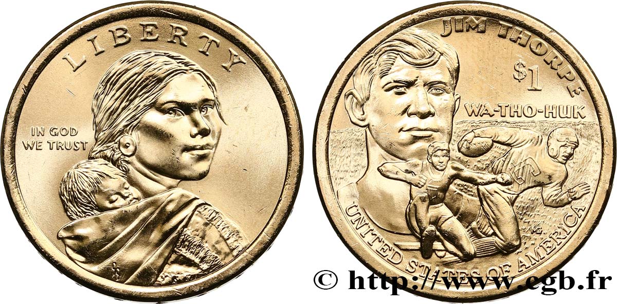STATI UNITI D AMERICA 1 Dollar Jim Thorpe 2018 Philadelphie MS 