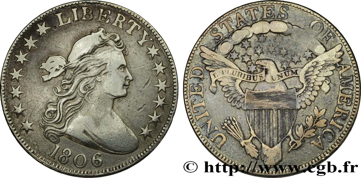 UNITED STATES OF AMERICA 1/2 Dollar Draped Bust 1806  VF 