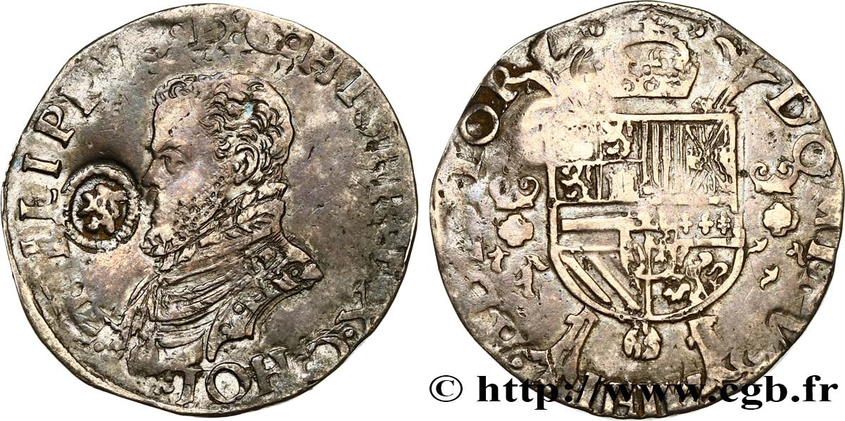 BÉLGICA - PAíSES BAJOS ESPAÑOLES 1/5 d’Écu Philippe II n.d. Dordrecht BC+ 