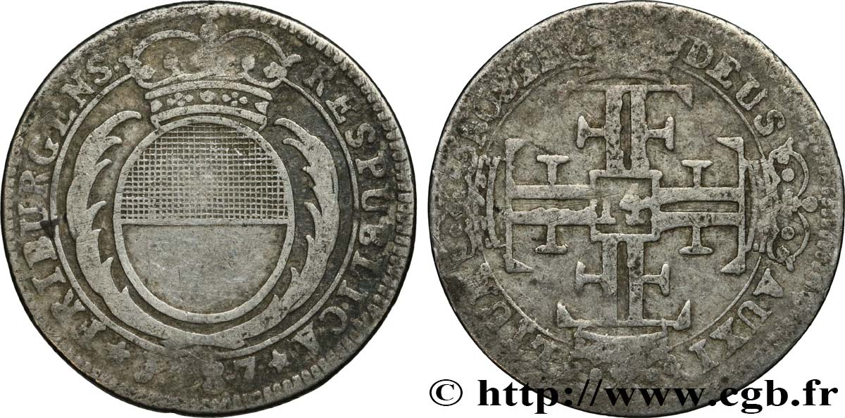 SUISSE - CANTON DE FRIBOURG 14 Kreuzer 1787  TB 