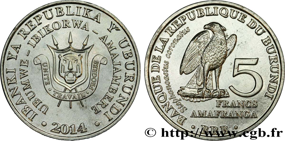 BURUNDI 5 Francs Tantale ibis 2014  SPL 