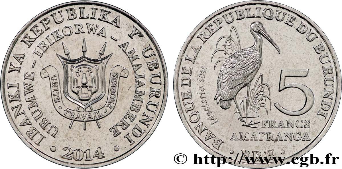 BURUNDI 5 Francs Tantale ibis 2014  SPL 