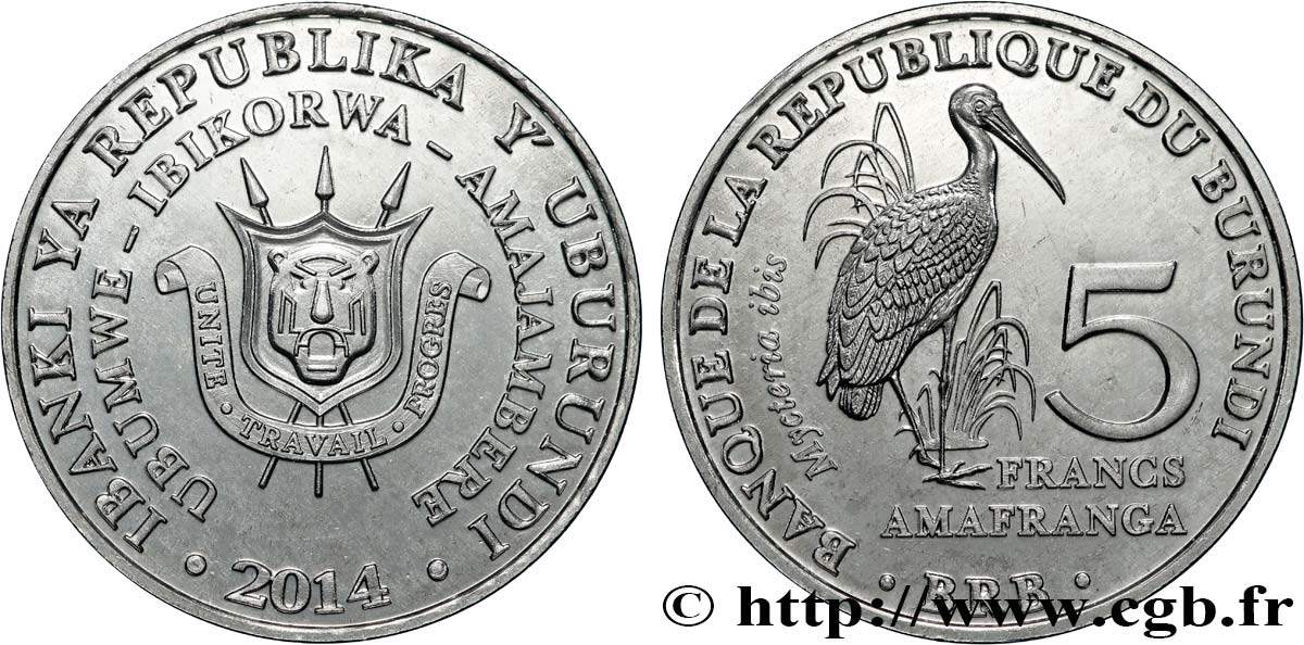 BURUNDI 5 Francs Tantale ibis 2014  fST 