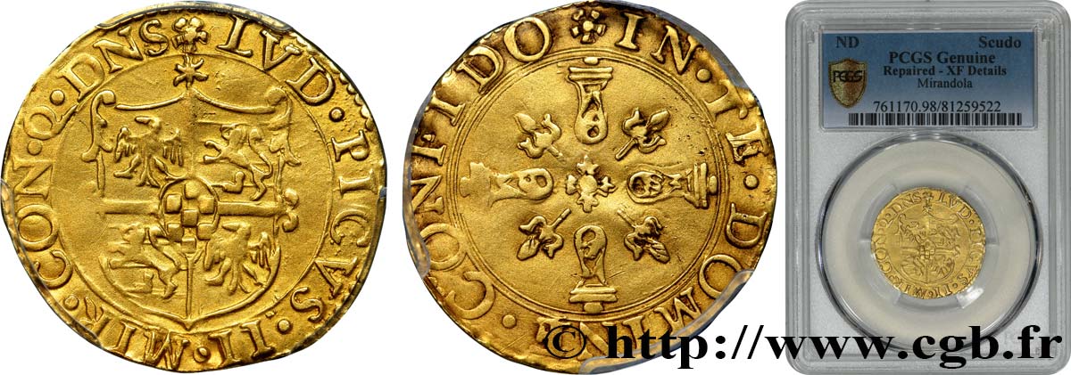 ITALY - DUCHY OF MIRANDOLA - LOUIS II PIC Scudo d’oro n.d.  XF PCGS