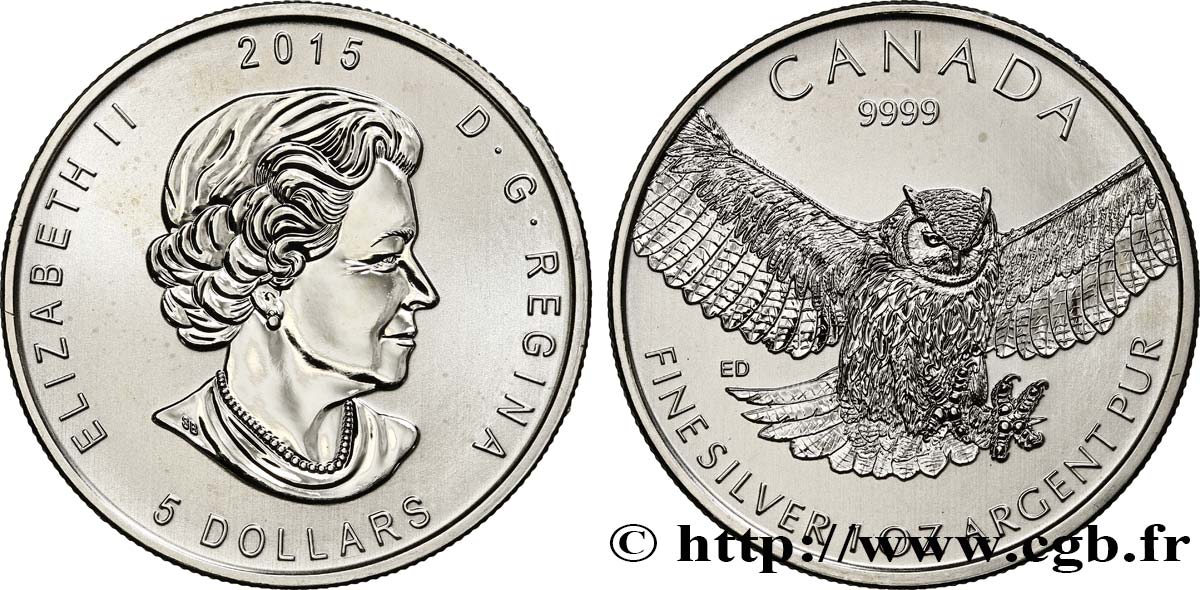 CANADA 5 Dollars (1 once) Proof Rapace 2015  MS 