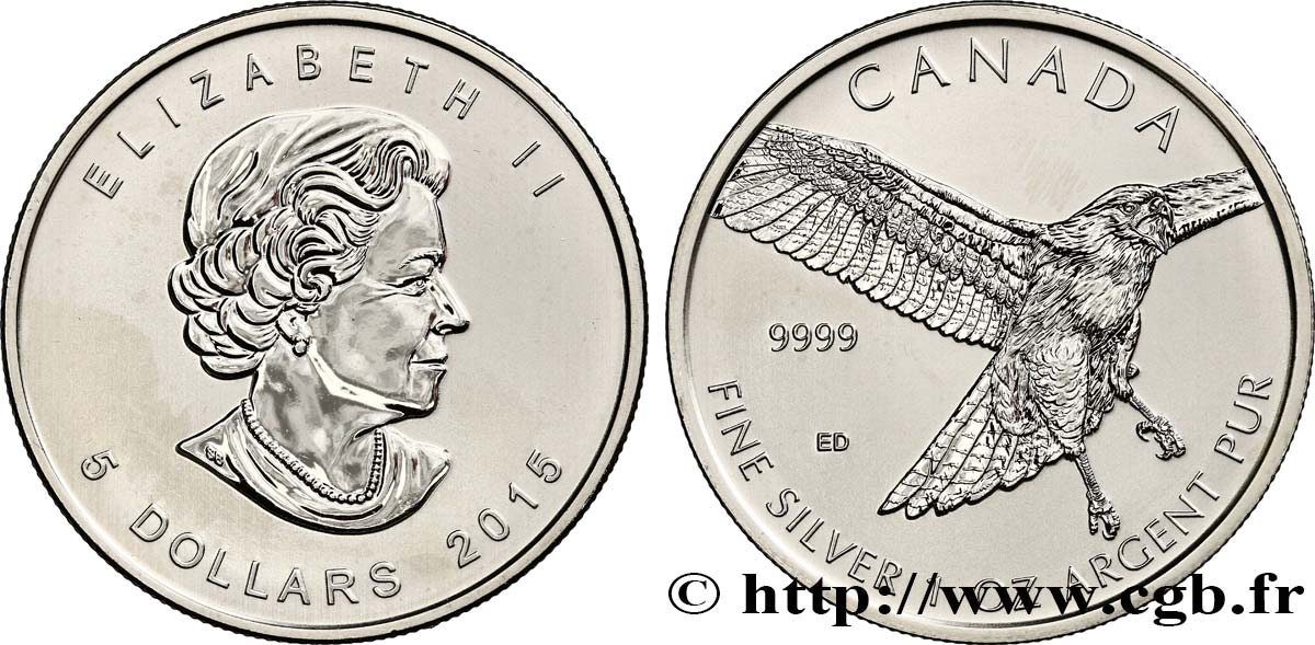 CANADá
 5 Dollars Proof Rapace 2015  SC 