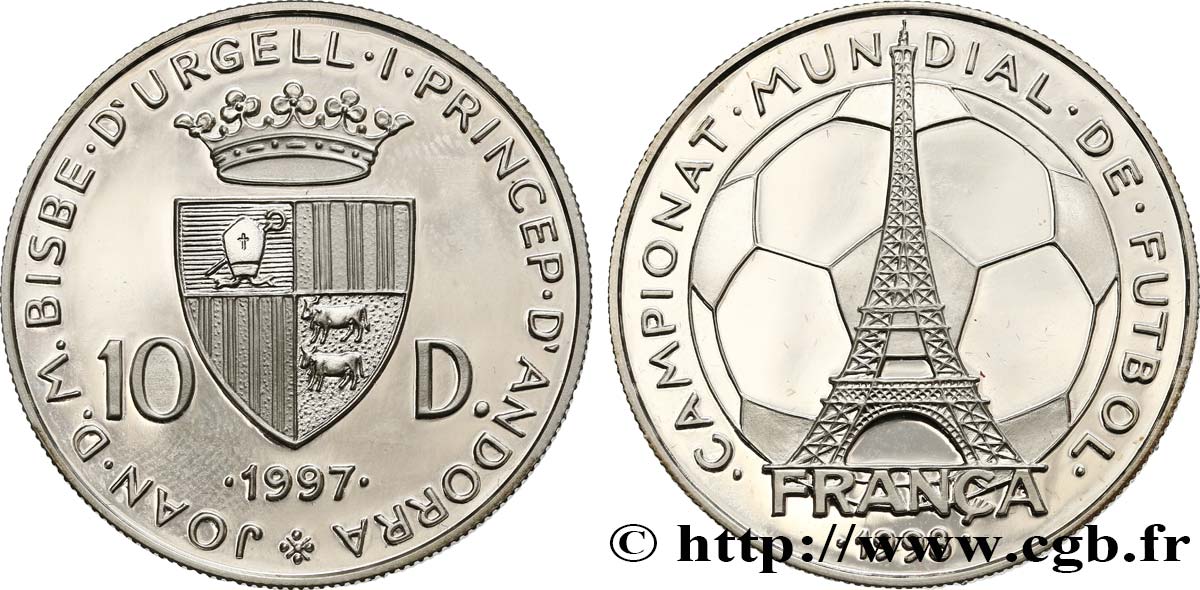 ANDORRA (PRINCIPALITY) 10 Diners Proof Coupe du monde 1998 1997  MS 