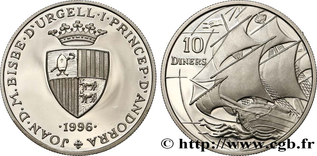ANDORRA 10 Diners Navire marchand 1996  fST 