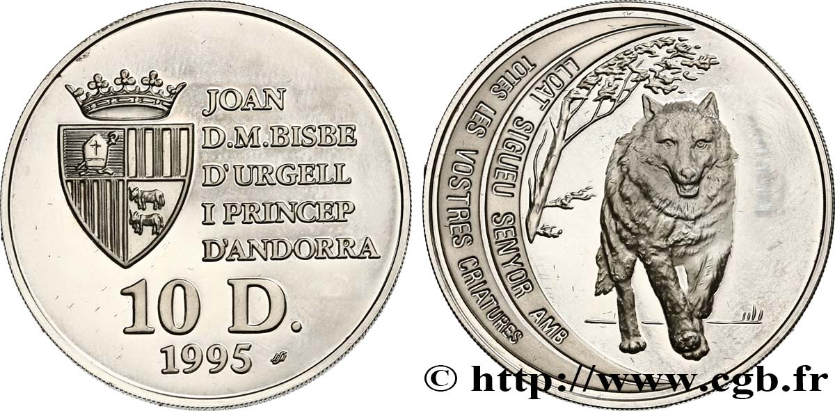 ANDORRE (PRINCIPAUTÉ) 10 Diners Proof Loup 1995  SPL 