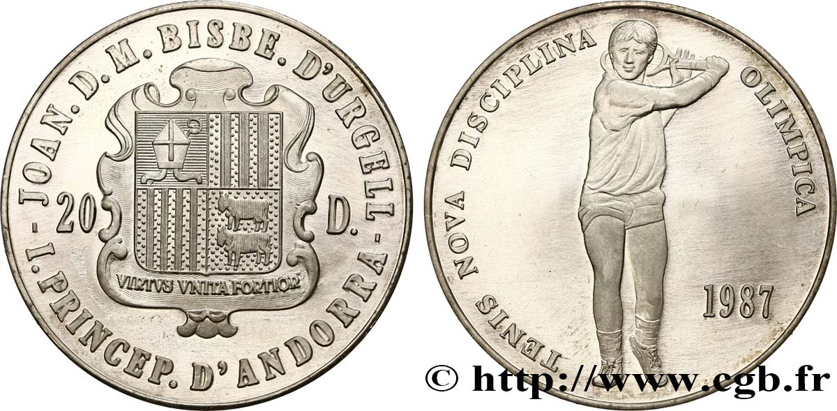 ANDORRA (PRINCIPALITY) 20 Diners Proof Tennis 1987  MS 