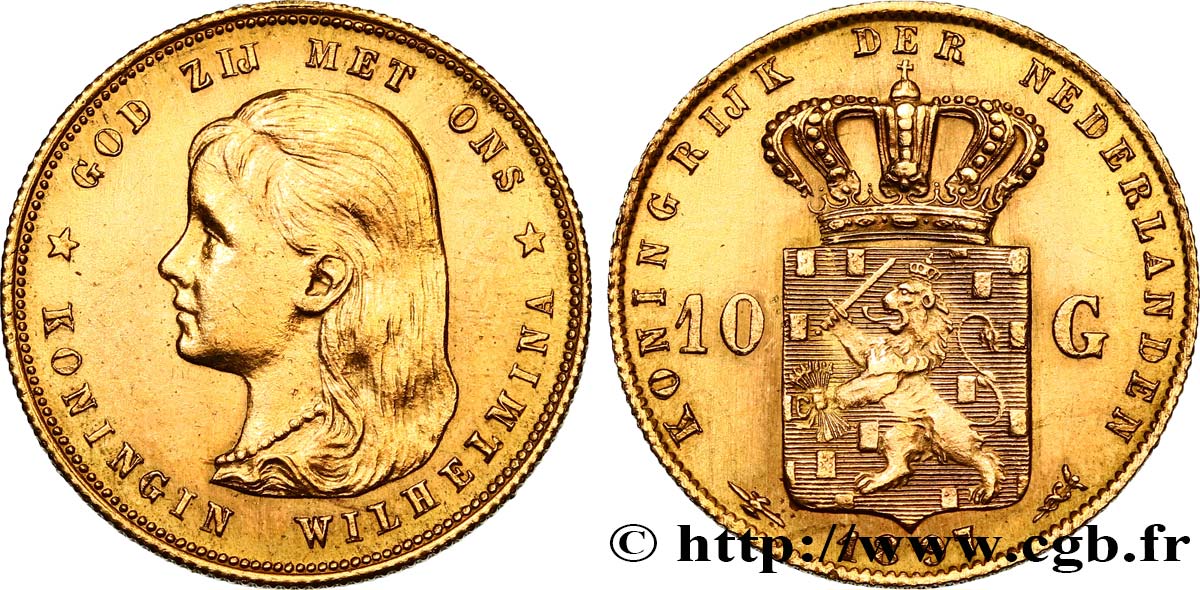 PAíSES BAJOS 10 Gulden Wilhelmina 1897 Utrecht EBC 