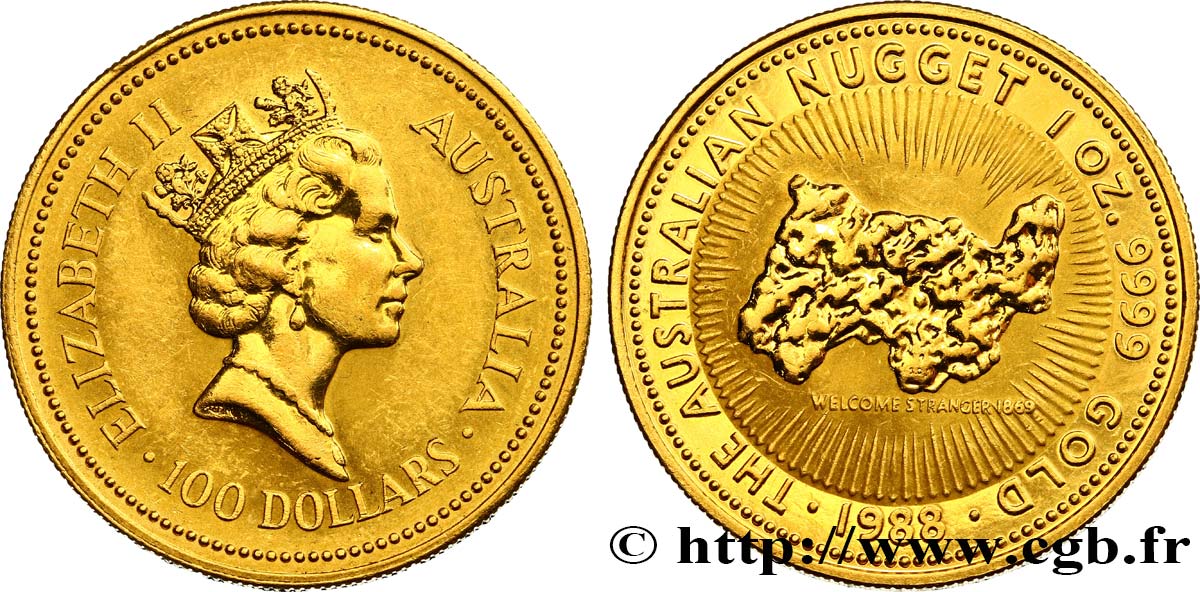 AUSTRALIA 100 Dollars ou once d’or 1988  q.SPL/SPL 