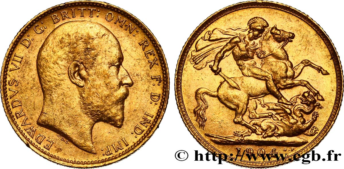 INVESTMENT GOLD 1 Souverain Edouard VII 1904 Londres VZ+ 