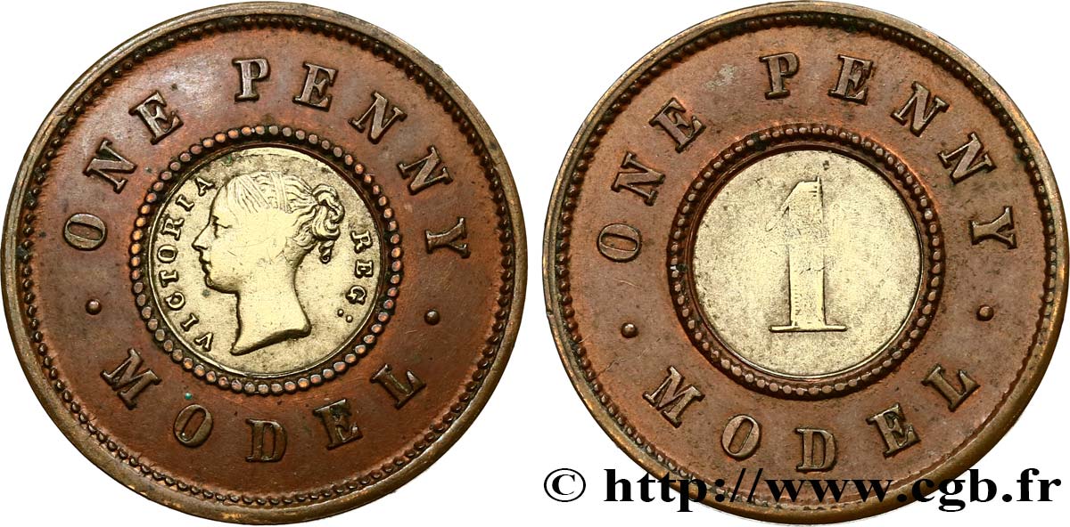 GRANDE BRETAGNE - VICTORIA 1 Penny Model n.d. Londres TTB 