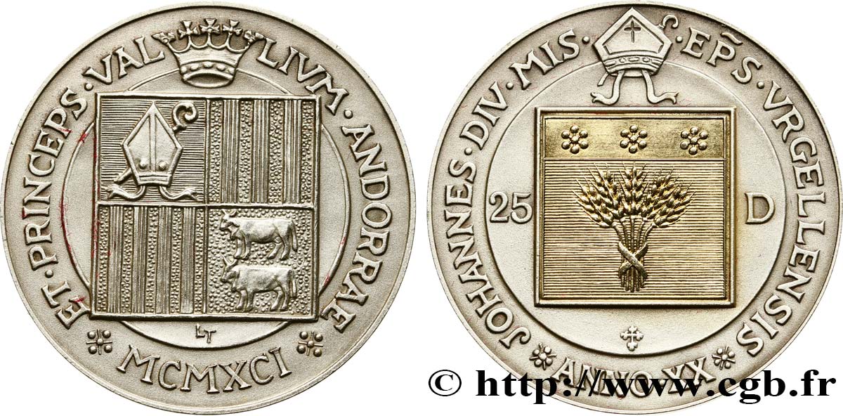 ANDORRA (PRINCIPALITY) 25 Diners  1991  MS 