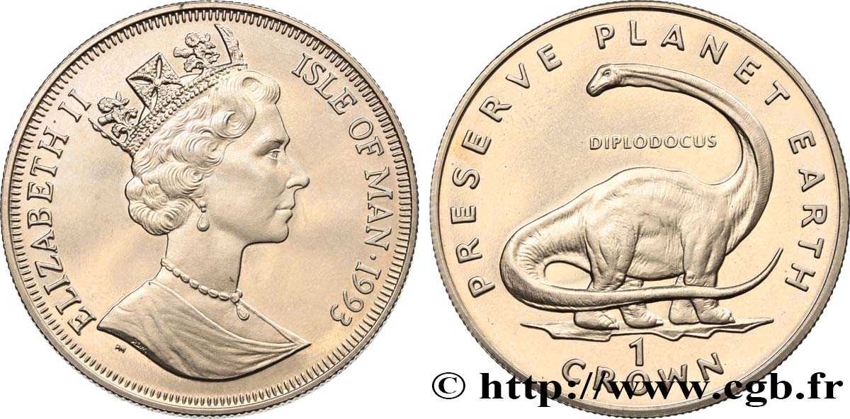 ÎLE DE MAN 1 Crown Proof Diplodocus 1993  SPL 