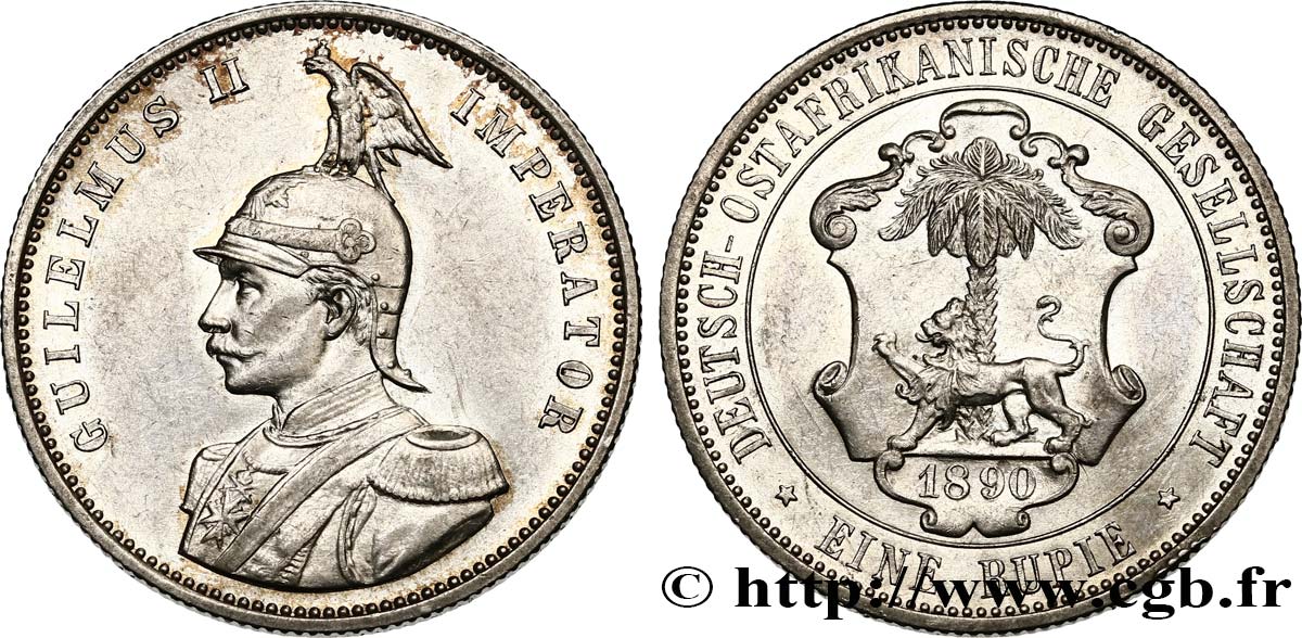 AFRIQUE ORIENTALE ALLEMANDE - GUILLAUME II 1 Roupie 1890 Berlin EBC+ 