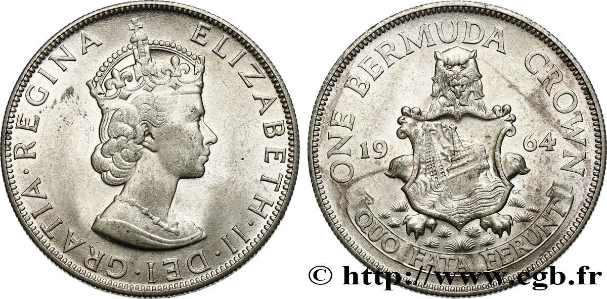 BERMUDA 1 Crown Elisabeth II 1964  AU 