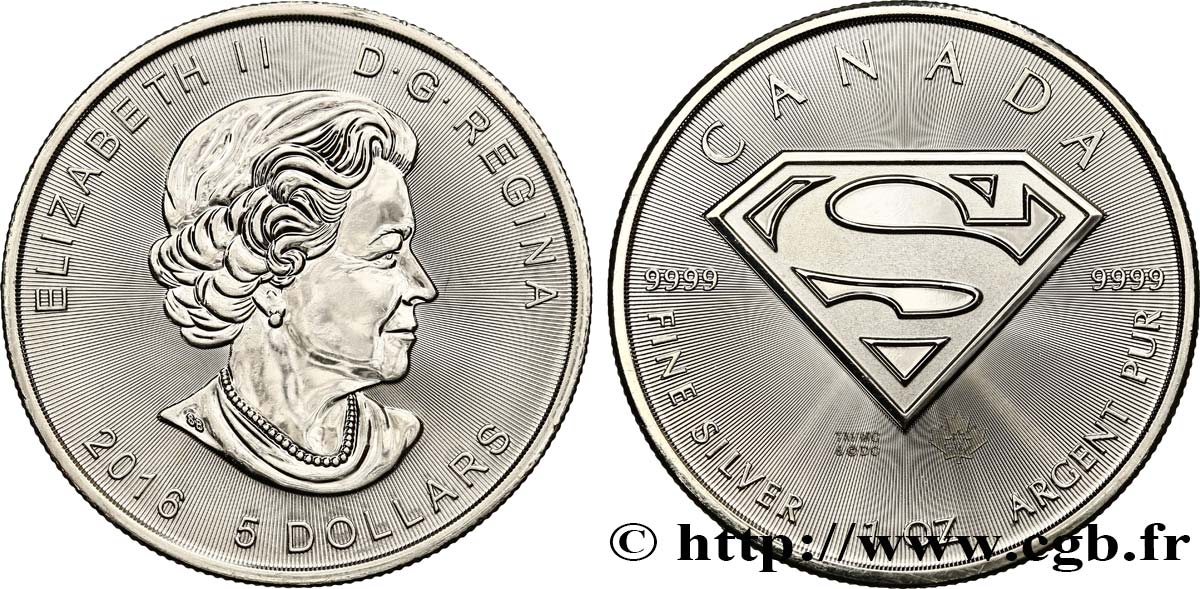 CANADá
 5 Dollars (1 once) Superman 2016  SC 